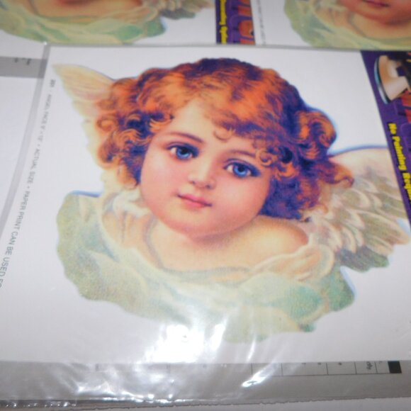 Lot 5 Vintage Jones Tones Iron On Heat Transfers ANGEL FACE Cherub 9" x 12" NEW - Picture 3 of 6